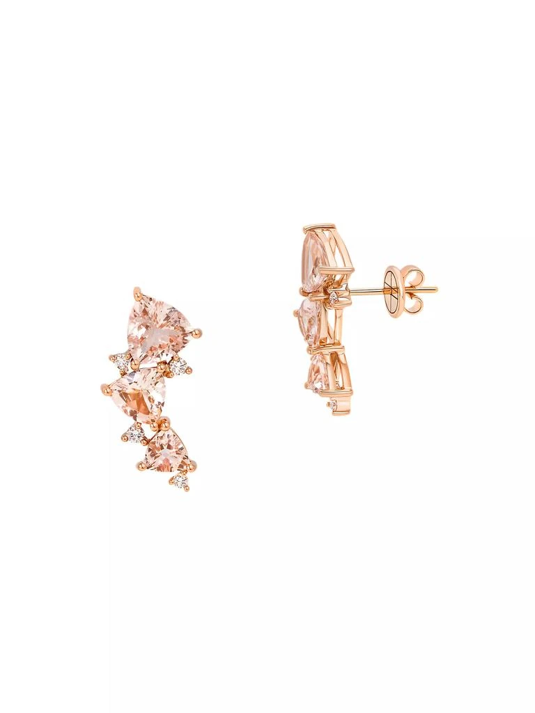 HUEB Mirage 18K Rose Gold, Diamond &amp; Morganite Crawler Earrings 1