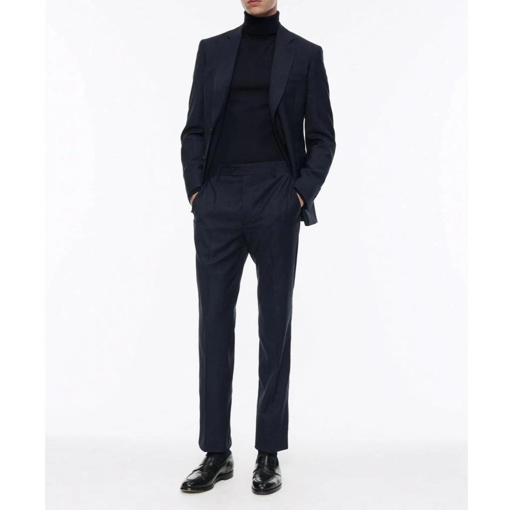 预计3周后发货 Fursac Costume 2 Pièces En Laine À Motif Prince De Galles - Marine - Homme 1