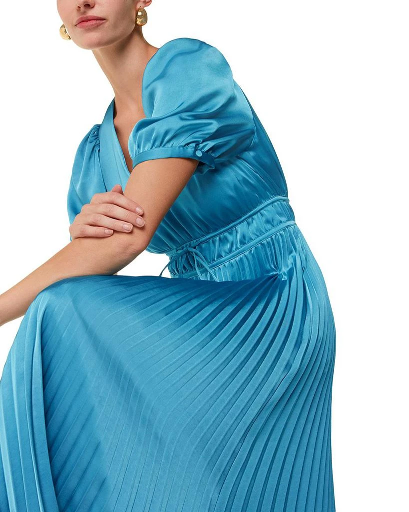Whistles Delilah Satin Pleat Dress Blue Size 12