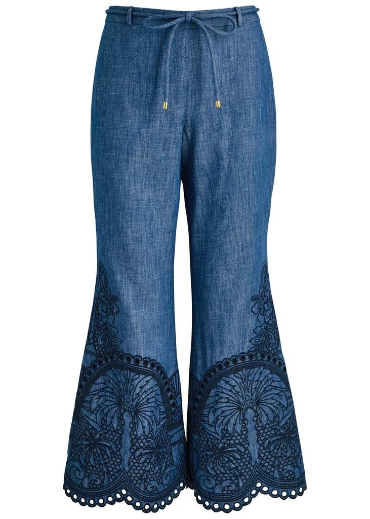 Zimmermann Coco embroidered chambray trousers 1