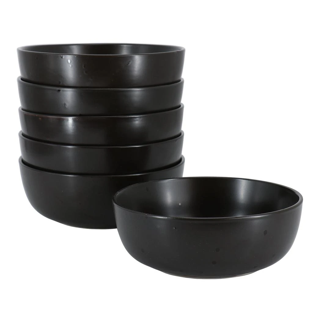 Studio 3b Mio Modern Coupe 6 Piece 6.5 Inch Round Stoneware Bowl Set in Pepper