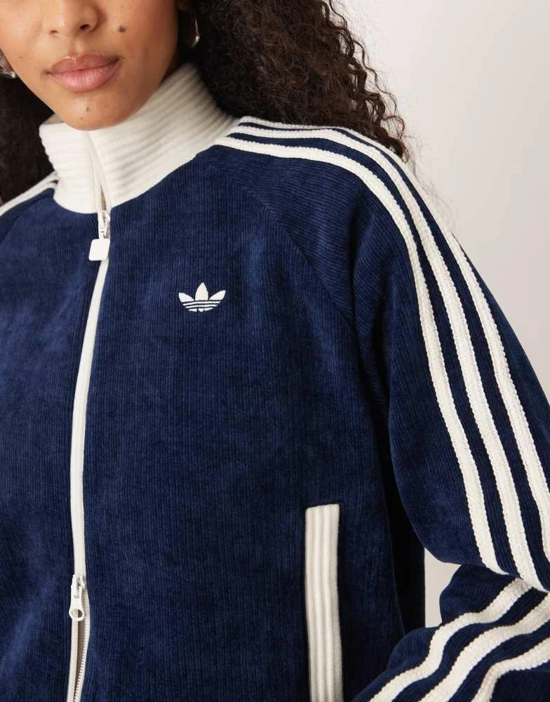 Adidas adidas Originals velour track top in navy 2