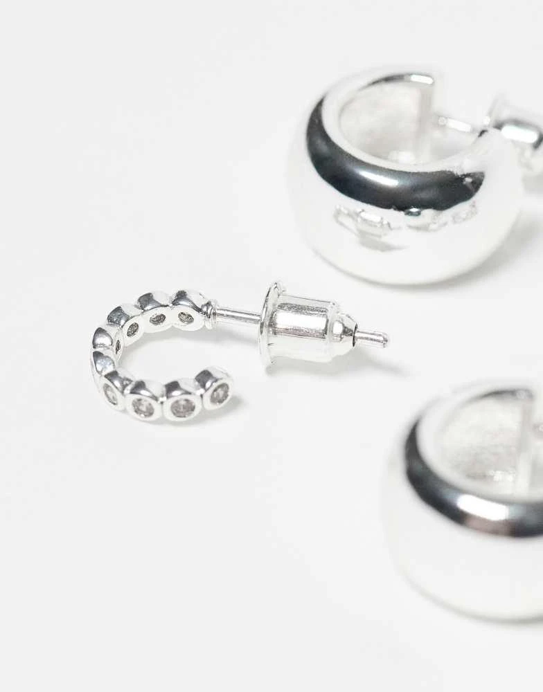 Accessorize Accessorize 2 pack chunky hoops earrings in 925 sterling silver 2