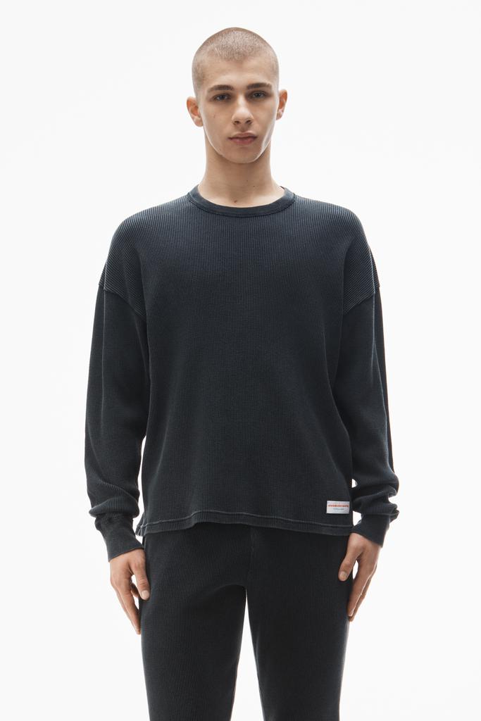 Alexander Wang long-sleeve tee in waffle-knit cotton stretch