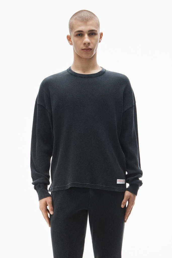 Alexander Wang long-sleeve tee in waffle-knit cotton stretch 1