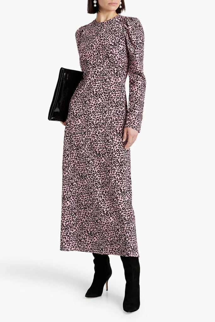 LES RÊVERIES Pleated leopard-print silk crepe de chine maxi dress 2