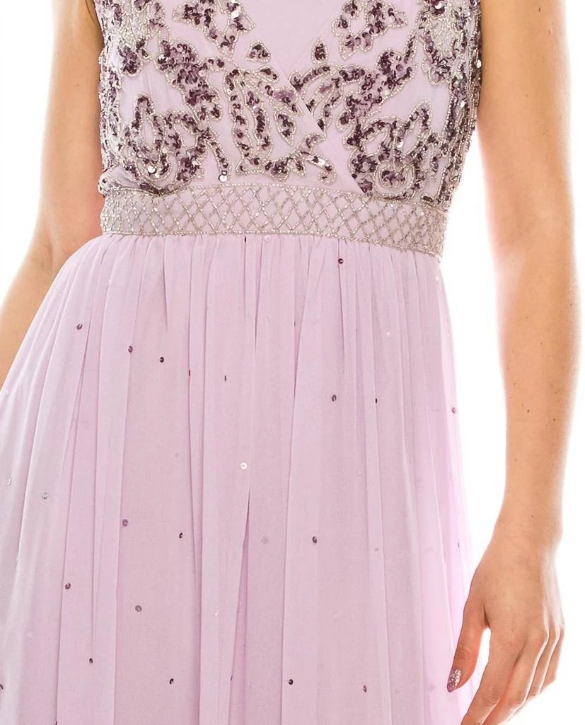 Decode 1.8 Beaded Bodice Sequined A-Line Dress In Lilac 4