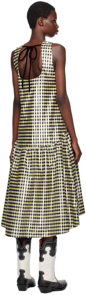 Ganni Yellow Shiny Gingham Midi Dress 3