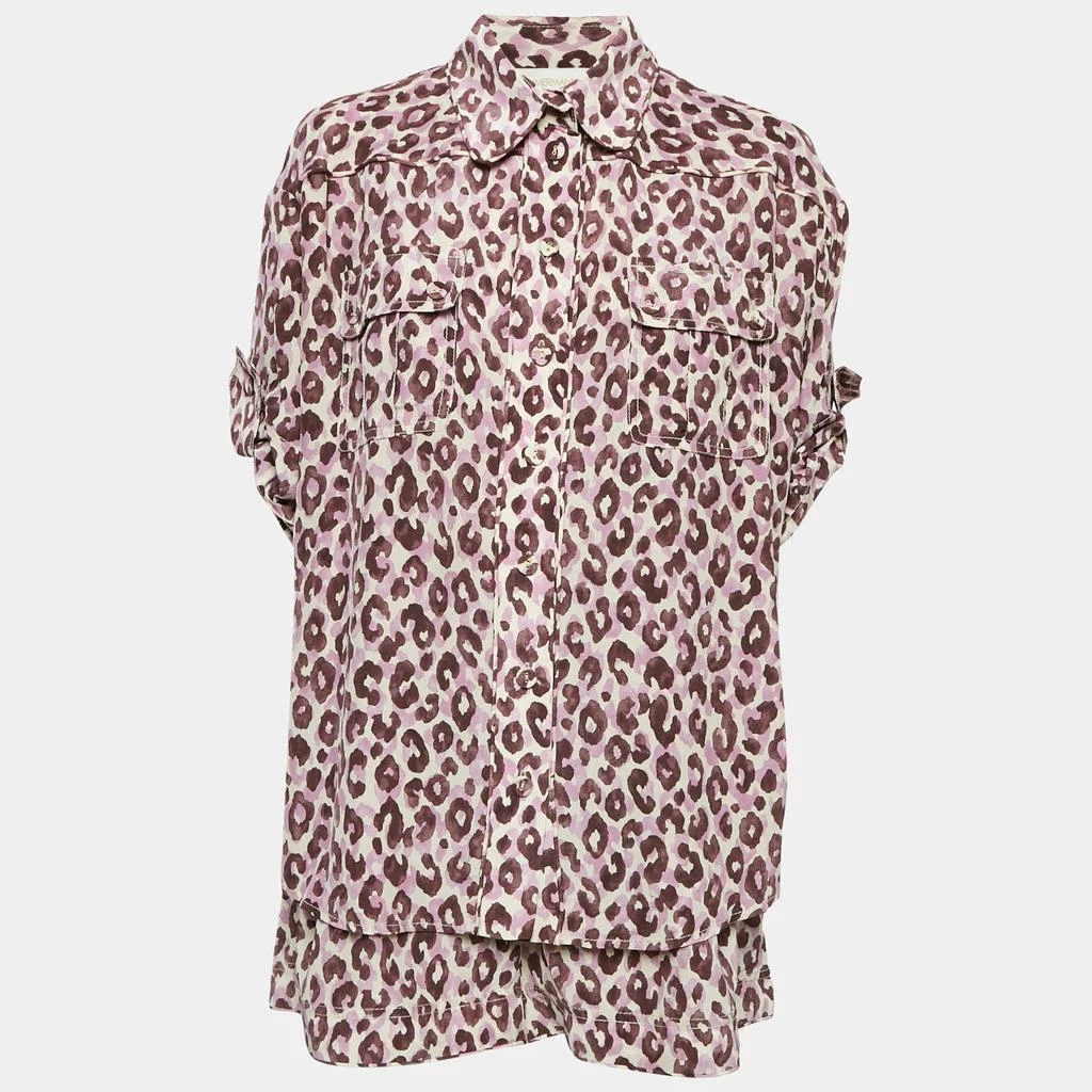 Zimmermann Zimmermann Purple Leopard Print Silk Shirt and Shorts Set M/L 2