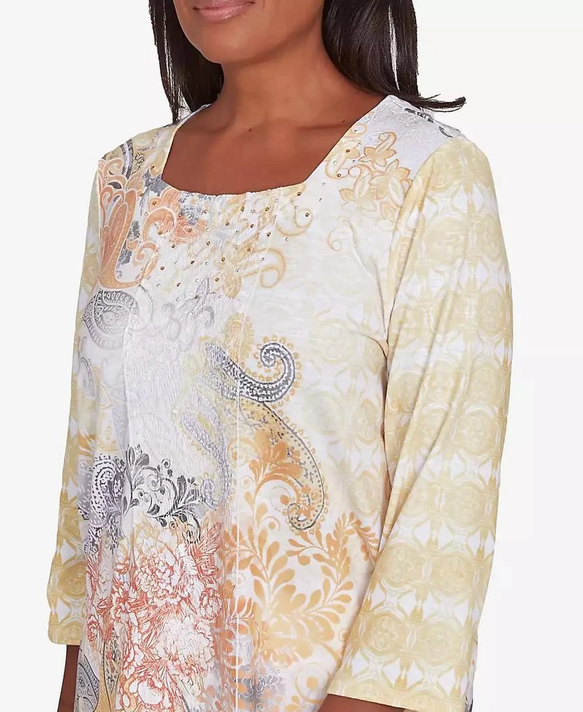 Alfred Dunner Petite Dress Code Square Neck Paisley Geometric Top 5