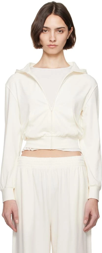 SKIMS Off-White Cotton Jersey Zip Up Hoodie 1