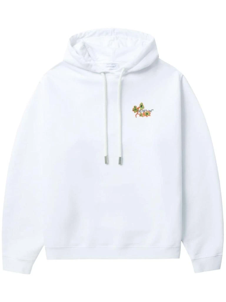 Off-White WHITE HOODIE BLACK LOGO FLORAL DRAWING 1