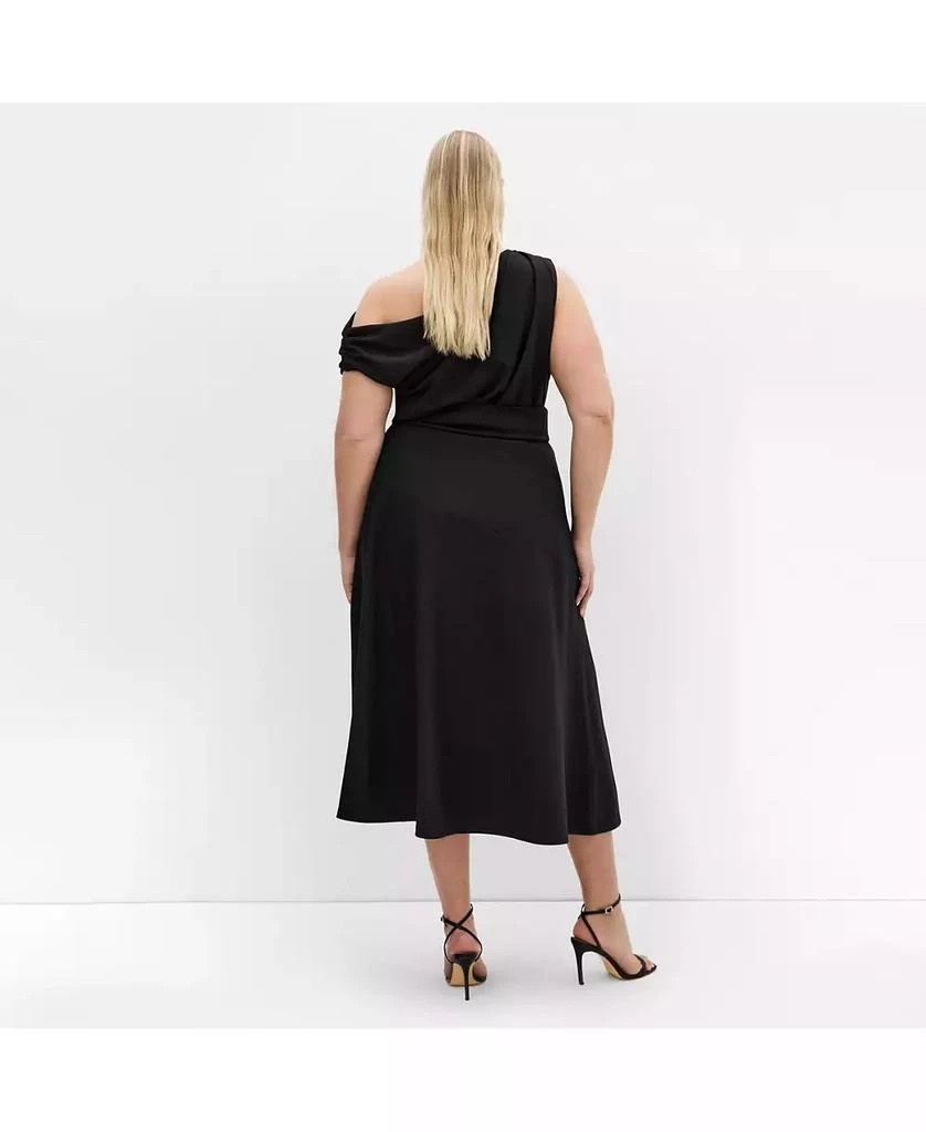knee length dresses for ladies Final Sale Plus Size Off the Shoulder Ruffle Overlay Maxi Gown in Black