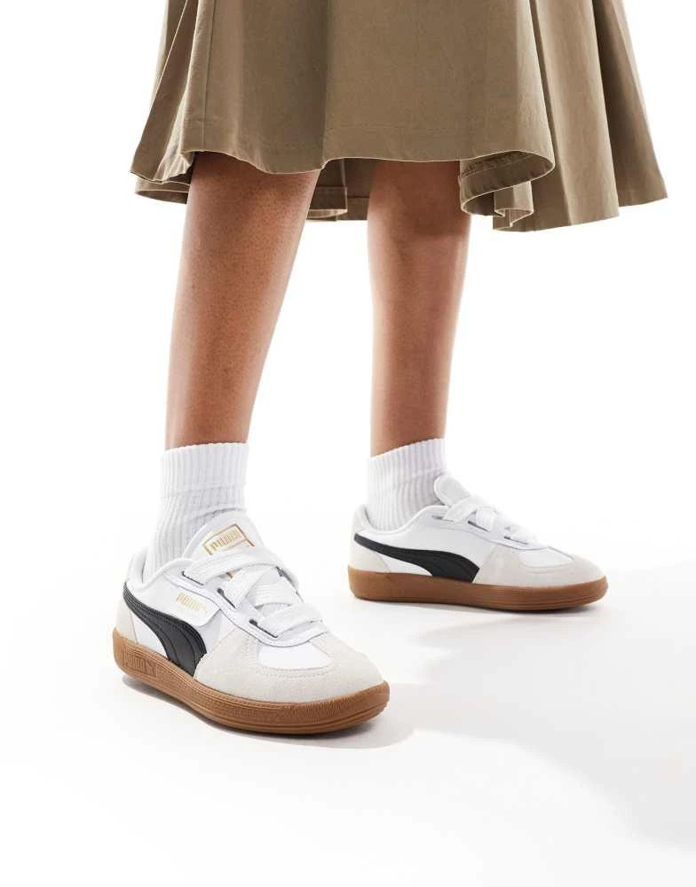 Puma Puma Palermo trainers with ribbon laces in white 1