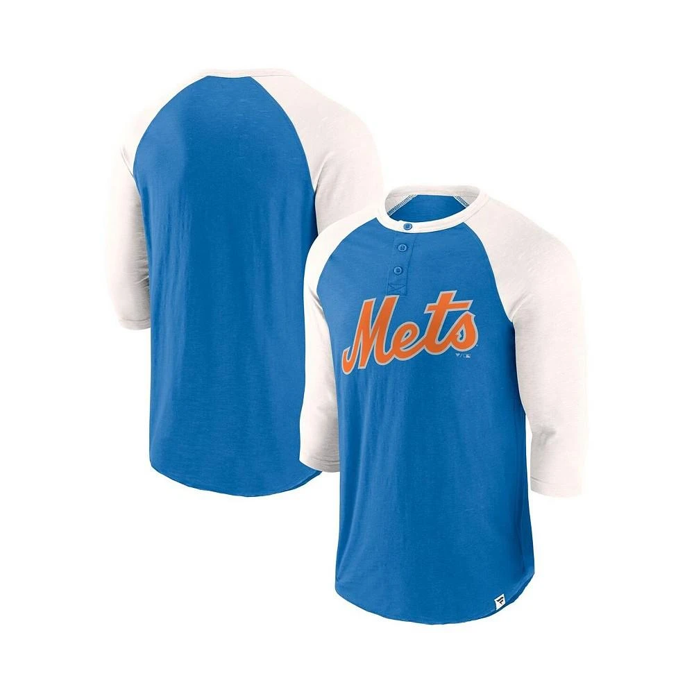 Fanatics Men's Royal/Cream New York Mets Historical Win 3/4-Sleeve Henley T-Shirt 1