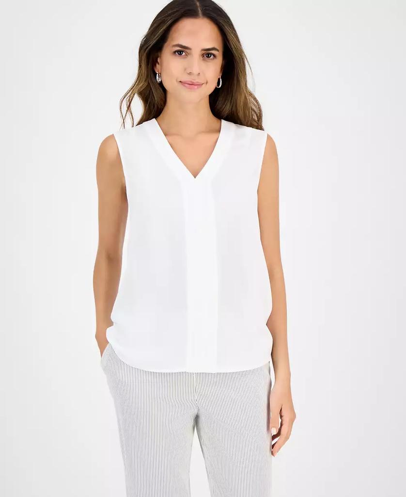 Kasper Women's Shimmer Twill Scoop-Neck Sleeveless Top