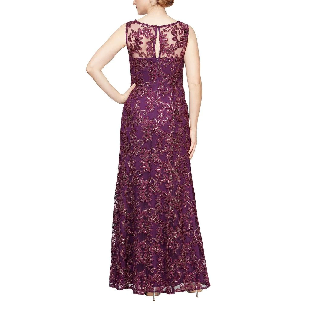 Alex Evenings Long Embroidered Gown with Sweetheart Illusion Neckline and Chiffon Shawl 2