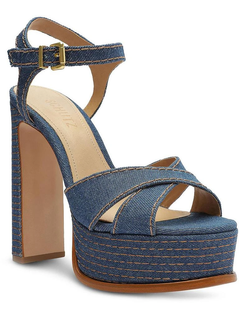 Schutz Keefa Womens Crackle Leather Platform Sandals 4