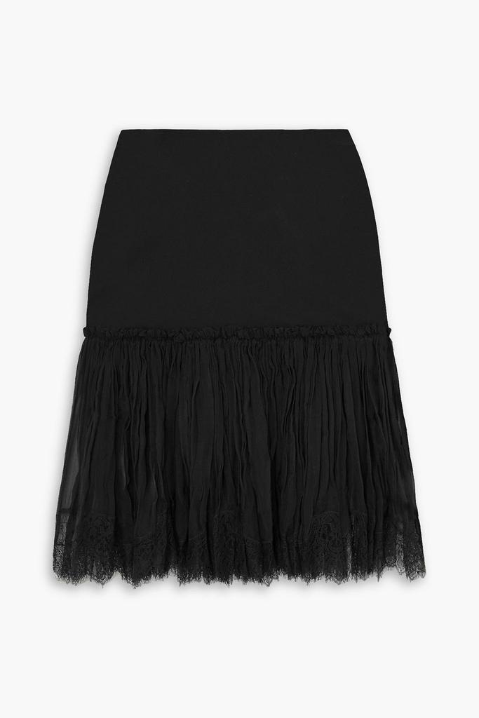 Nensi Dojaka Silk lace-trimmed chiffon and stretch-crepe skirt