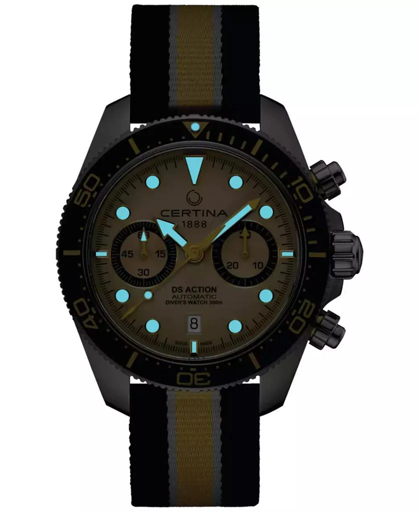 Certina Men's Swiss Automatic Chronograph DS Action Multicolor Nylon Strap Watch 45mm 5