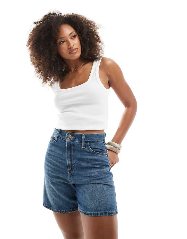 Levi's Levi's high waisted baggy denim shorts in mid blue 1