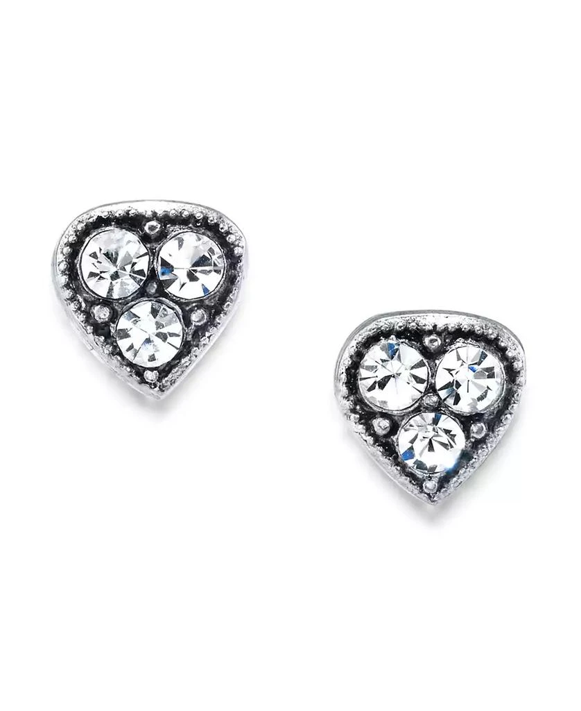 2028 Silver Tone Crystal Heart Stud Earrings
