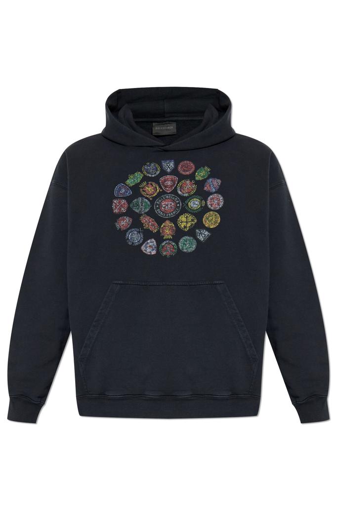 Shop Balenciaga Luxury Script Oversized Zip-Up Hoodie on Sale at