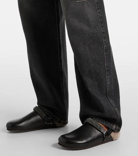 Brunello Cucinelli Monili shearling-lined leather clogs 4