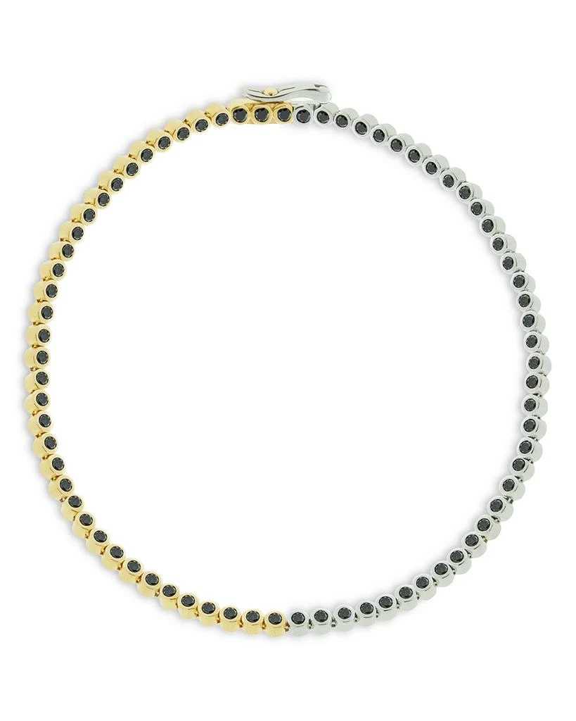 LUIS MORAIS Men
s 14K Yellow 
White Gold Black Diamond Tennis Bracelet 1