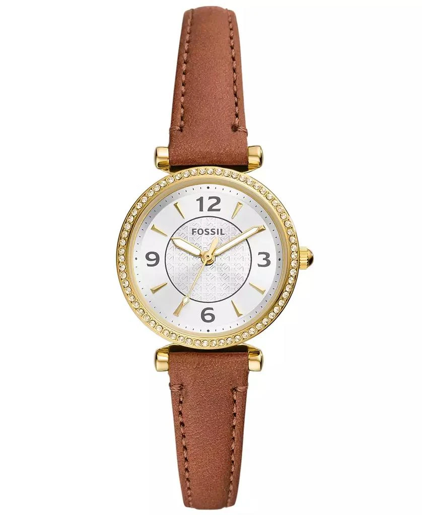 Fossil Women's Carlie Three-Hand Medium Brown Genuine Leather Watch, 28mm 1