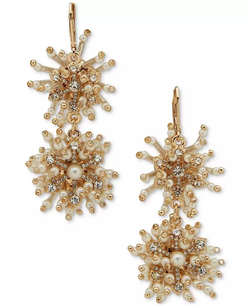 Lonna & Lilly Gold-Tone Crystal & Imitation Pearl Cluster Double Drop Earrings 1
