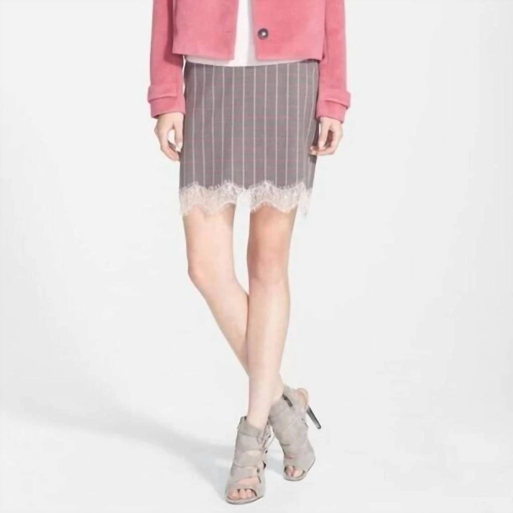 Chelsea28 Chelsea28 - Lace Trim Plaid Pencil Skirt 2