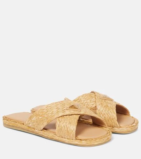 Prada Raffia slides 1