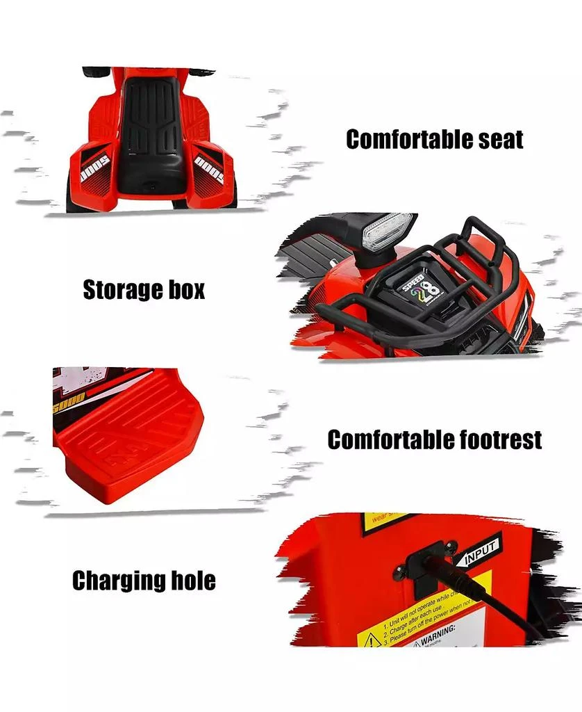 HONGGE 6V Kids Electric ATV Quad Bike with LED Lights and MP3 Player 8