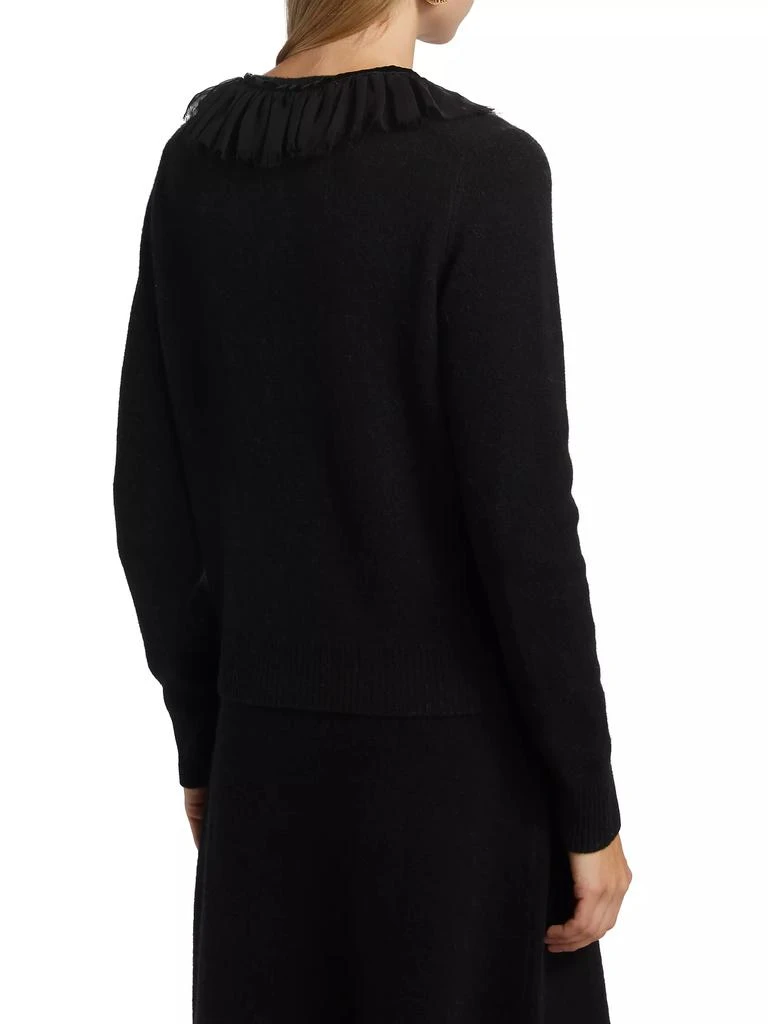 Lingua Franca Tulle-Trim Brushed Wool Cardigan 5