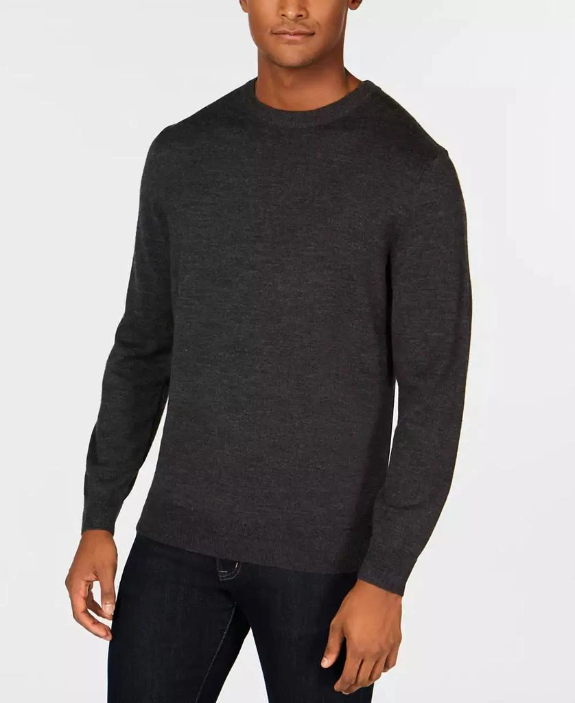 Club Room Men's Solid Crew Neck Merino Wool Blend Sweater, Created for Macy's 1