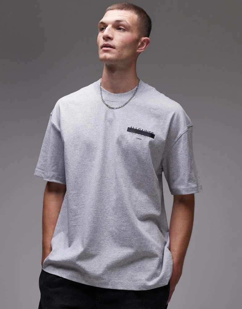 AllSaints - Biggy - T-shirt oversize à logo ton sur ton - Kaki