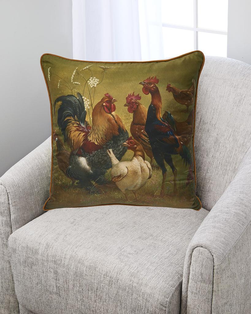 Yana Movchan Chickens Silk Pillow