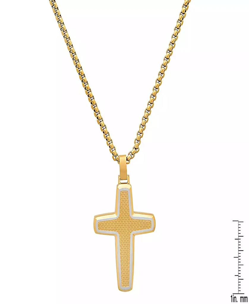STEELTIME Men
s Stainless Steel and 18K Gold Plated Cross Pendant Necklace 3