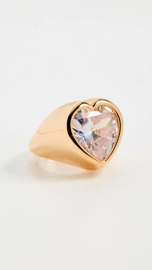 Timeless Pearly Gold Plated Ring with Crystal Heart 1