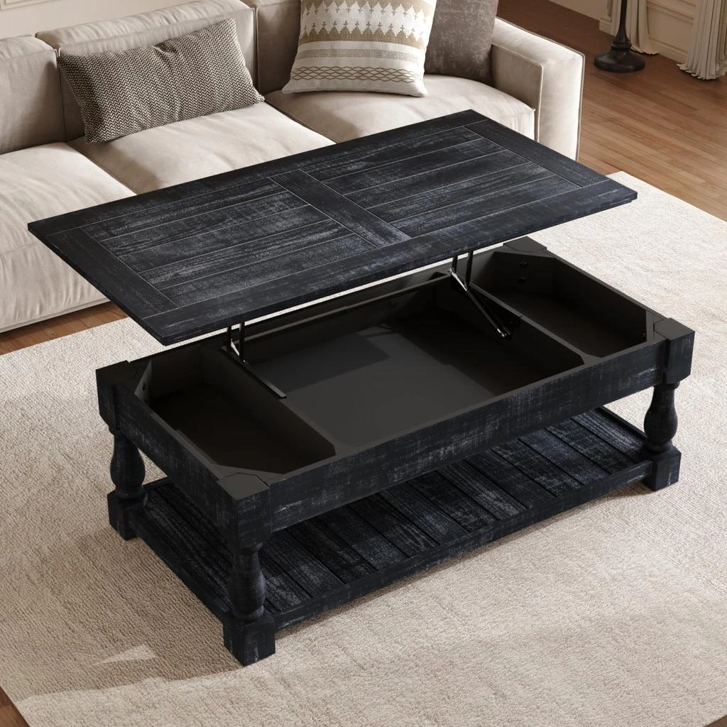 Streamdale Furniture Streamdale Farmhouse Lift Top Coffee Table with Storage - Weathered Black Finish 6
