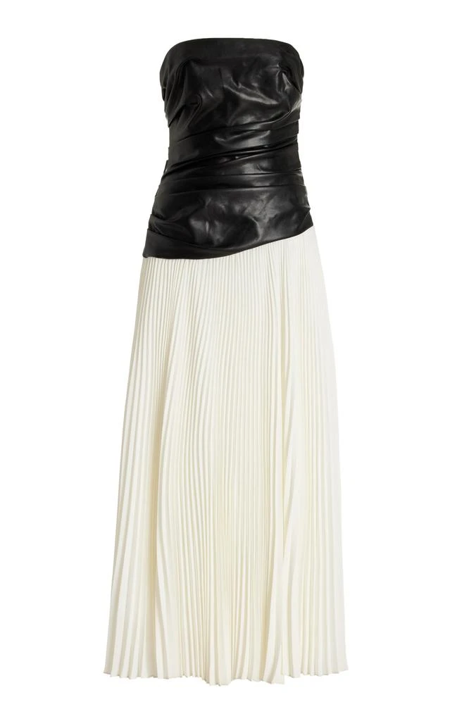 SIMKHAI SIMKHAI - Aire Leather-Topped Plisse Maxi Dress - Black - US 6 - Moda Operandi 1