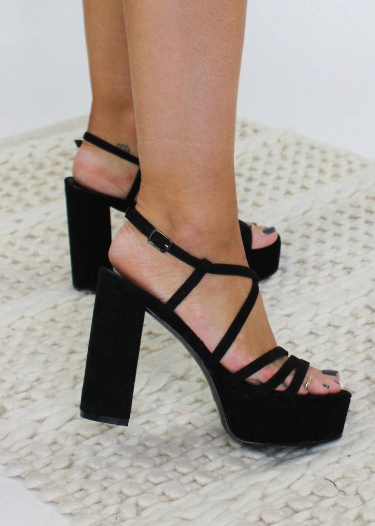 Shu Shop Goldie Heels In Black Suede