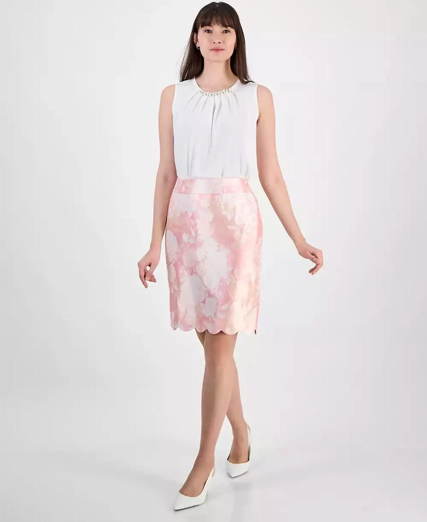 Kasper Women's Floral-Print Scalloped-Edge Pencil Skirt, Regular and Petite 2
