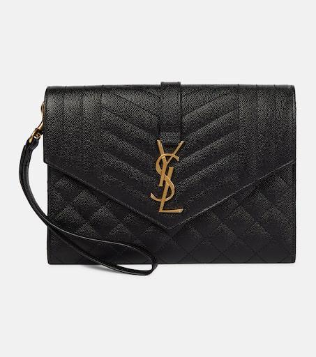 Yves Saint Laurent Envelope matelassé leather clutch