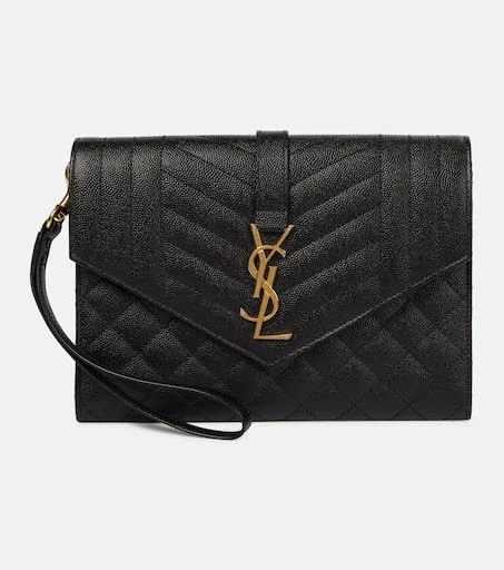 Yves Saint Laurent Envelope matelassé leather clutch 1