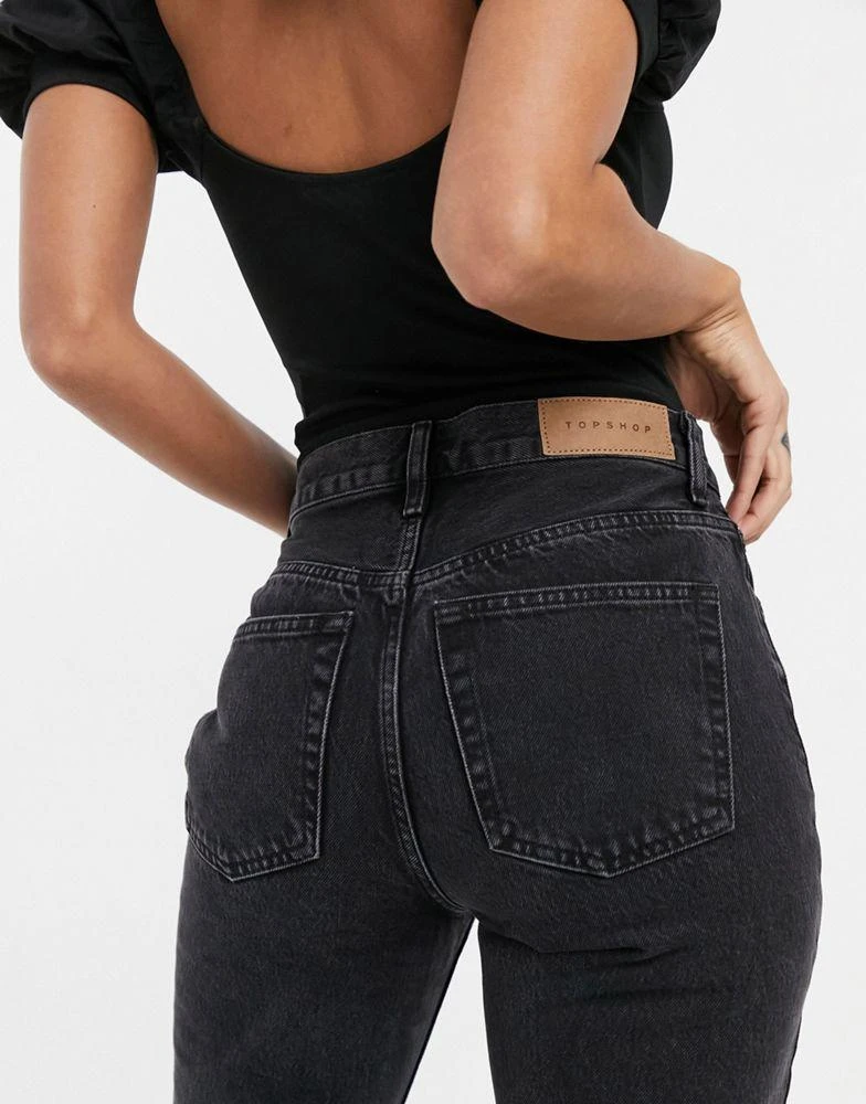 Topshop Topshop Editor straight leg jeans in worn black 3
