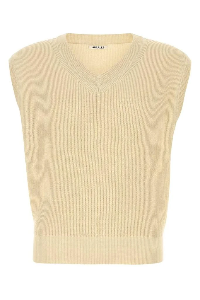 AURALEE Auralee Flat Yarn Rib Knit Knitted Top