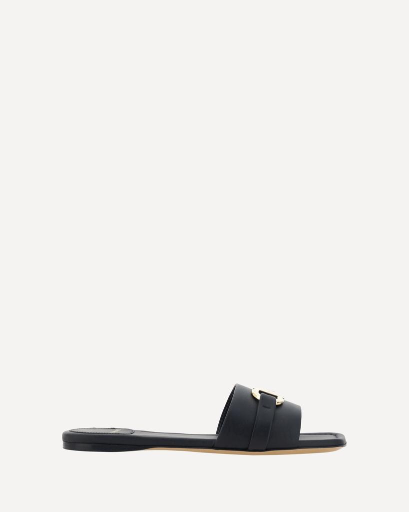 サンダル・ミュール FERRAGAMO Black leather Gancini slippers Salvatore Ferragamo Black Leather Gancini Slippers - Shoes