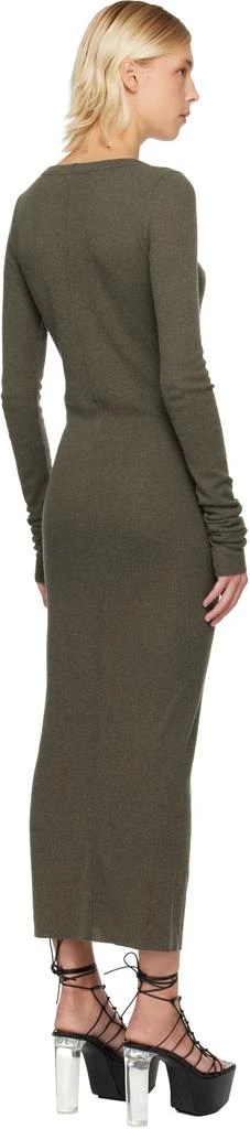 Rick Owens Khaki Concordians Rib LS Midi Dress 3